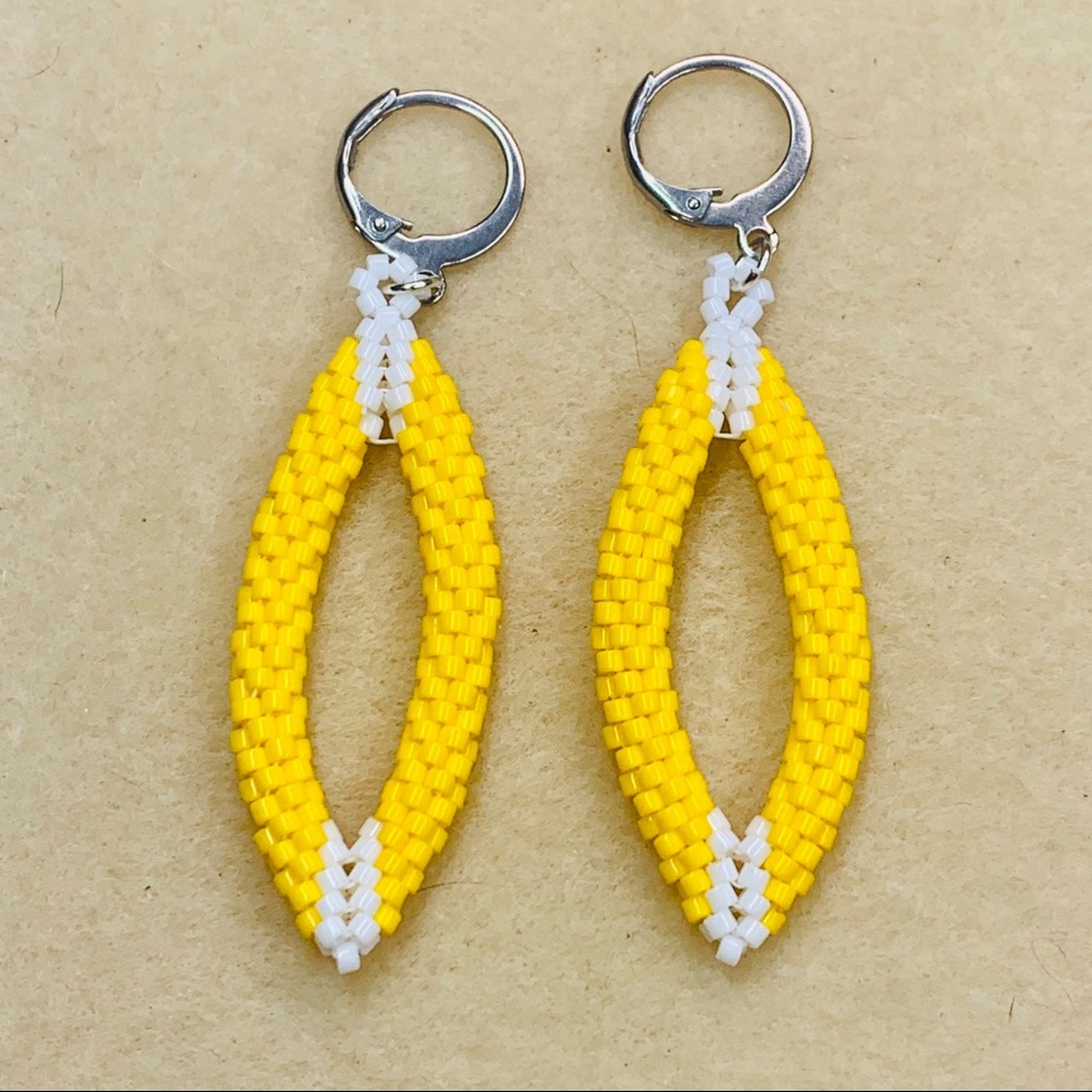 Bright Yellow & White Earrings